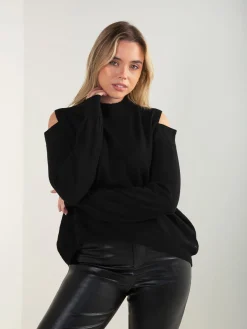 Camisola malha com ombros recortados