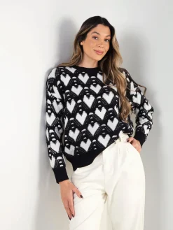 Camisola malha com padrão corações