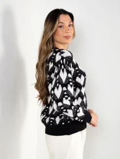 Camisola malha com padrão corações