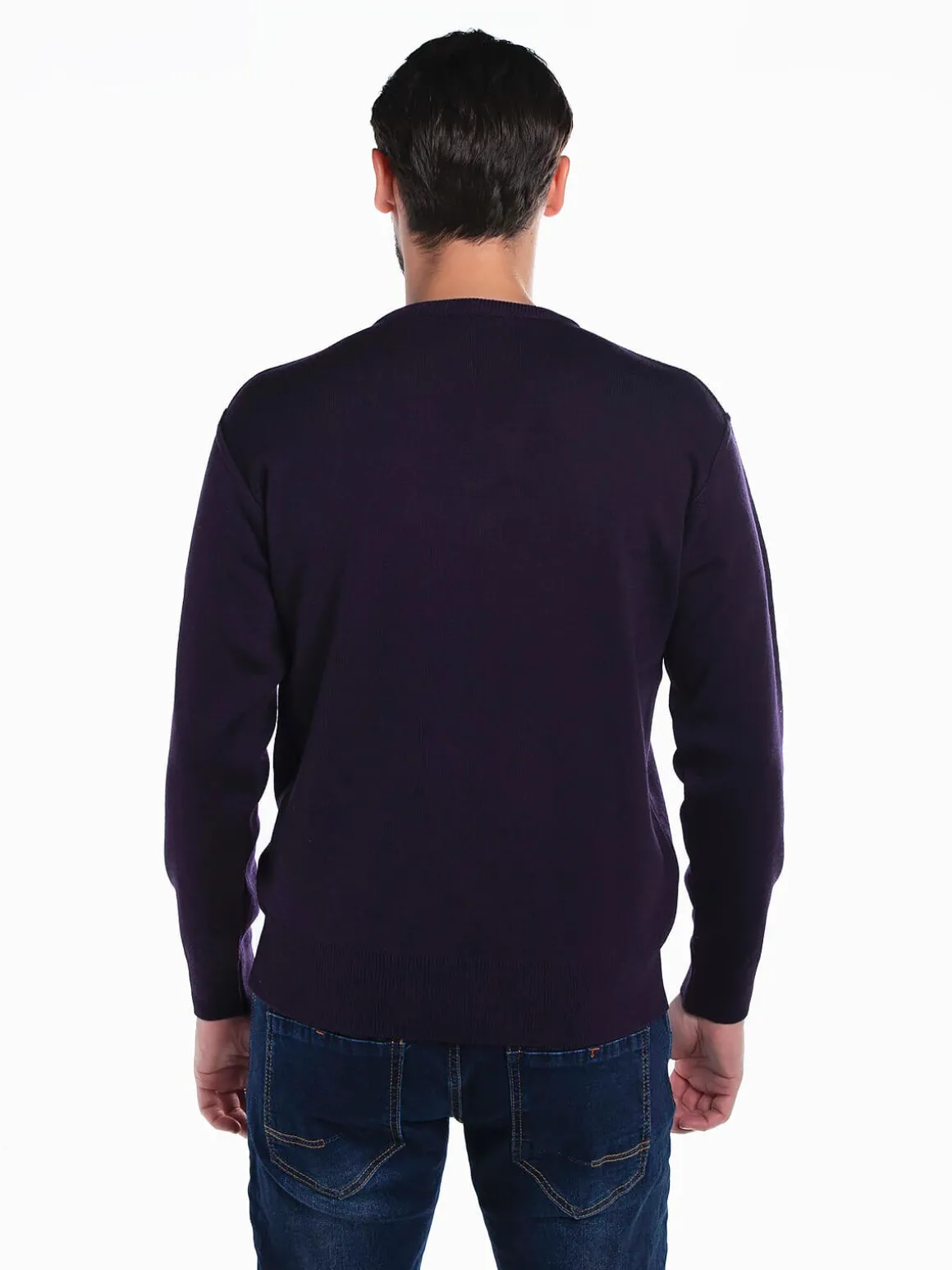 Camisola malha combinada em V