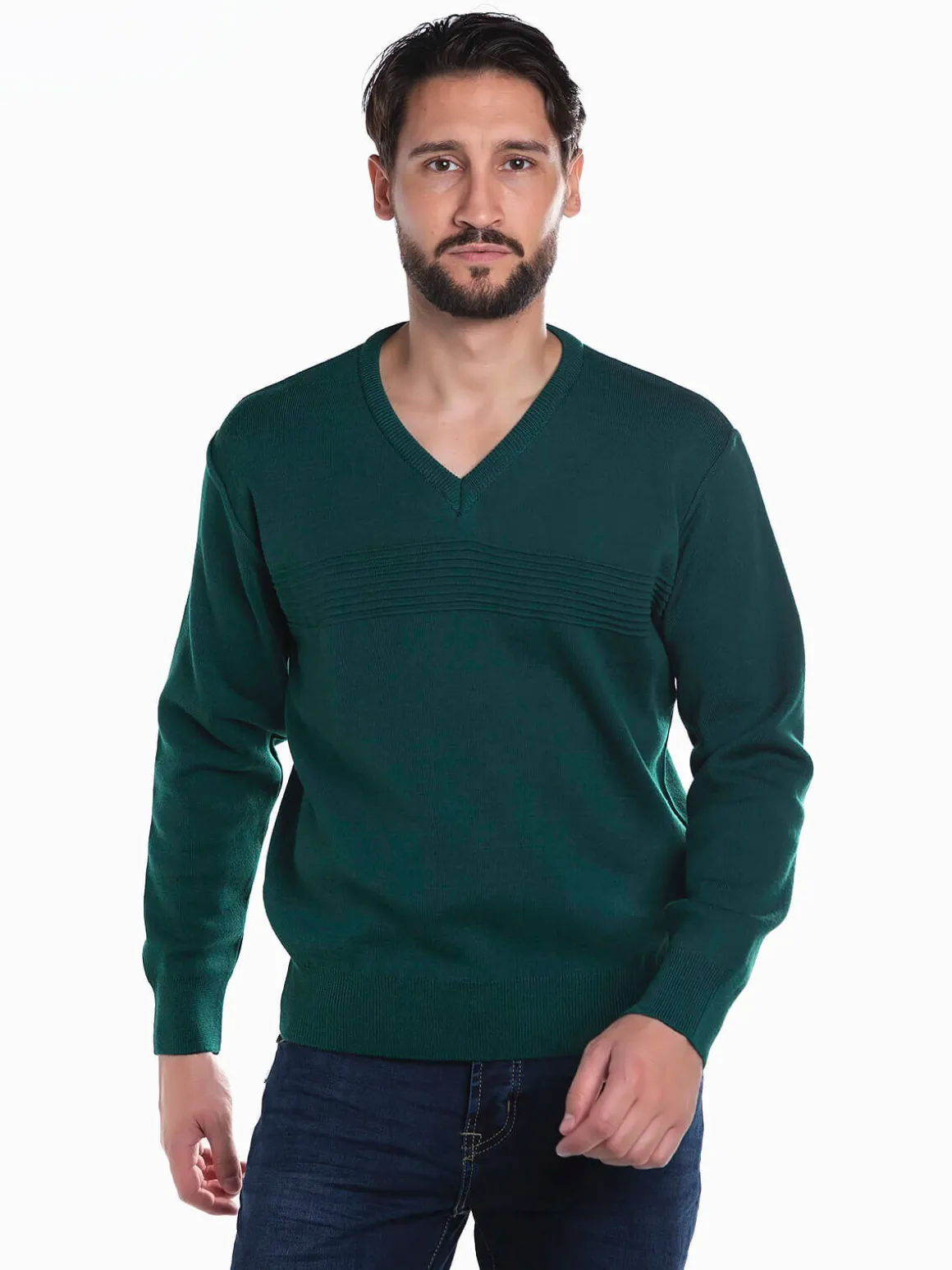 Camisola malha combinada em V