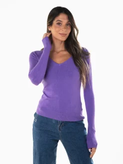 Camisola malha decote em bico