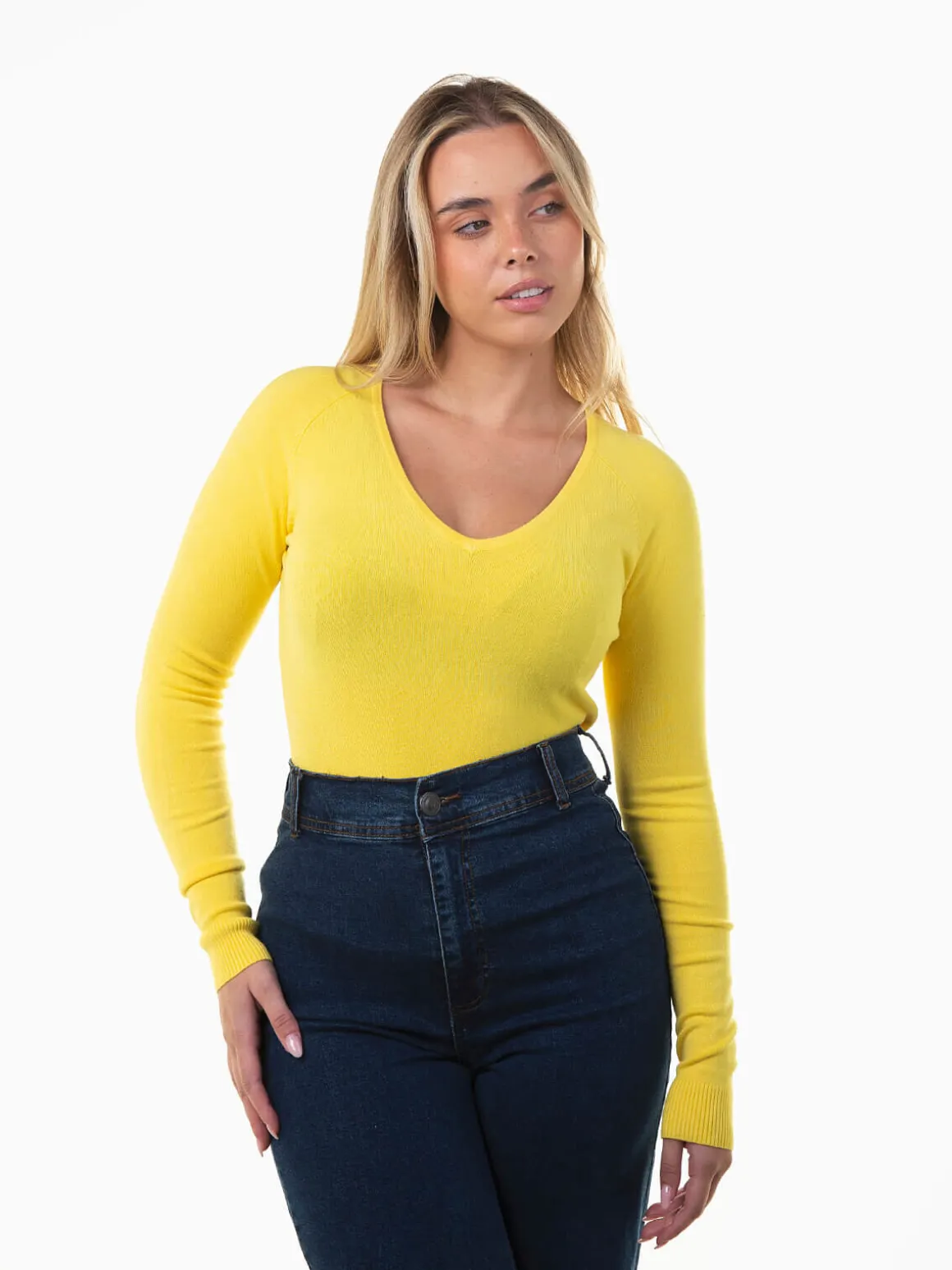 Camisola malha decote em bico