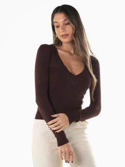 Camisola malha decote em V profundo