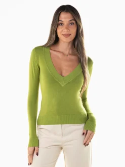 Camisola malha decote em V profundo