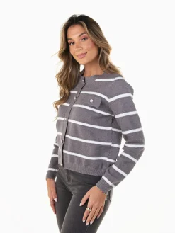 Camisola malha efeito casaco