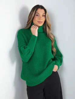 Camisola malha estruturada oversized gola alta