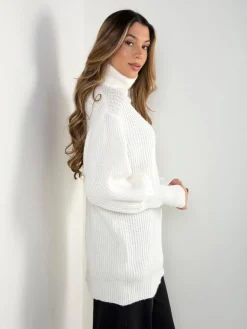 Camisola malha estruturada oversized gola alta