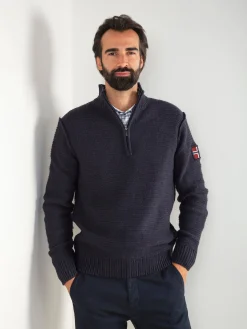 Camisola malha estruturada com fecho