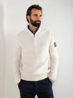 Camisola malha estruturada com fecho