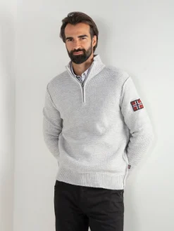 Camisola malha estruturada com fecho