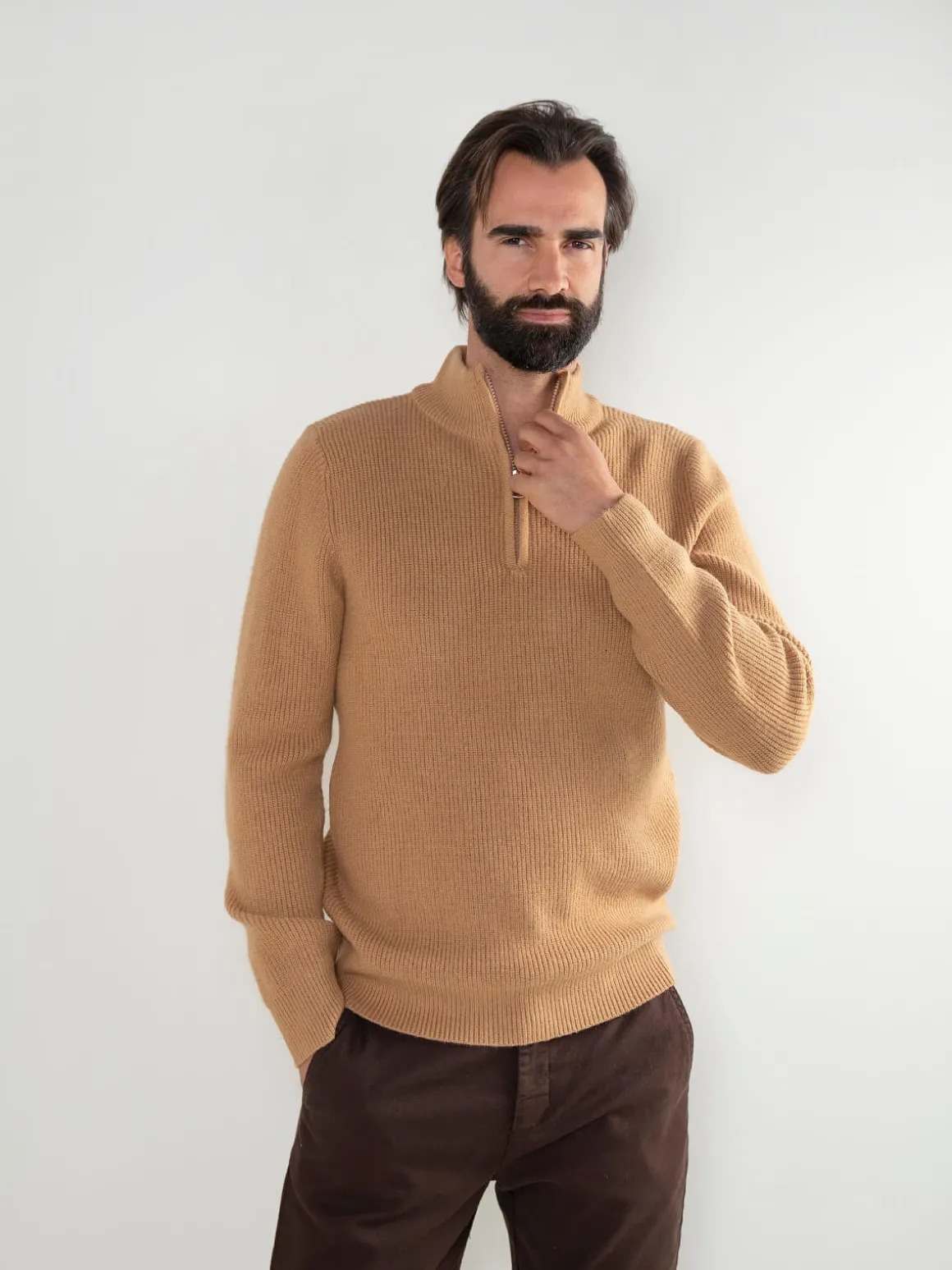 Camisola malha estruturada com fecho