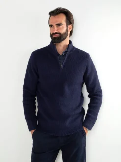 Camisola malha estruturada com fecho