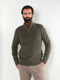 Camisola malha estruturada com fecho