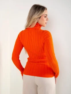 Camisola malha fina canelada gola alta