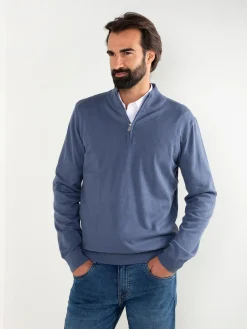 Camisola malha fina com fecho