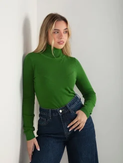 Camisola malha fina com gola alta