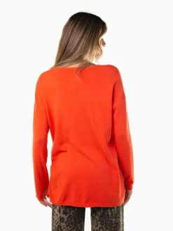 Camisola malha fina decote em bico