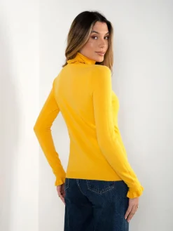 Camisola malha gola alta com folho