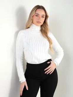 Camisola malha gola alta com strass