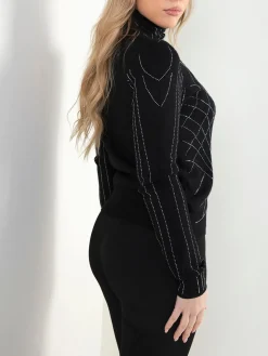 Camisola malha gola alta com strass