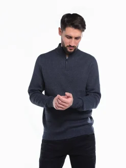 Camisola malha gola com fecho