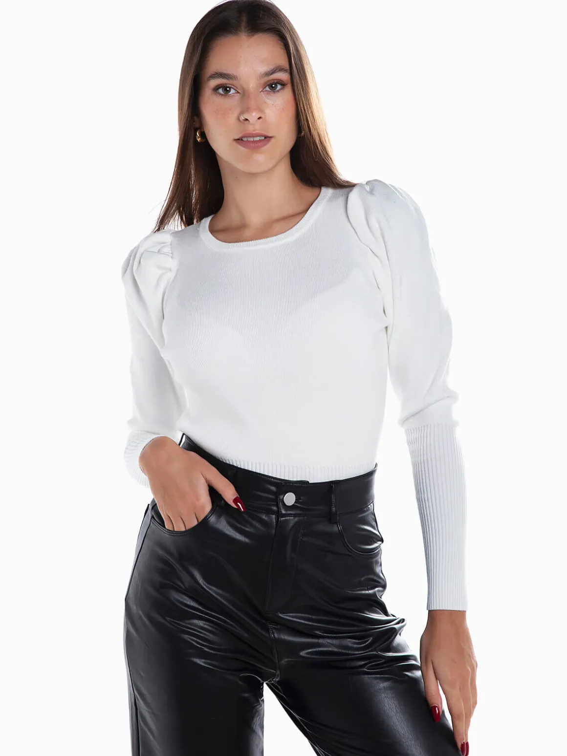 Camisola malha manga balão