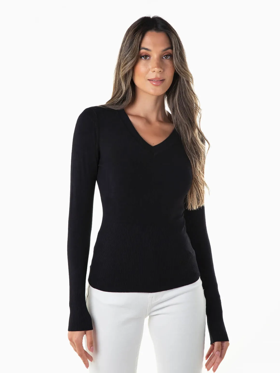 Camisola malha manga comprida v