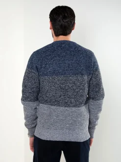 Camisola malha mesclada azul