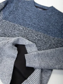 Camisola malha mesclada azul