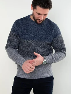 Camisola malha mesclada azul