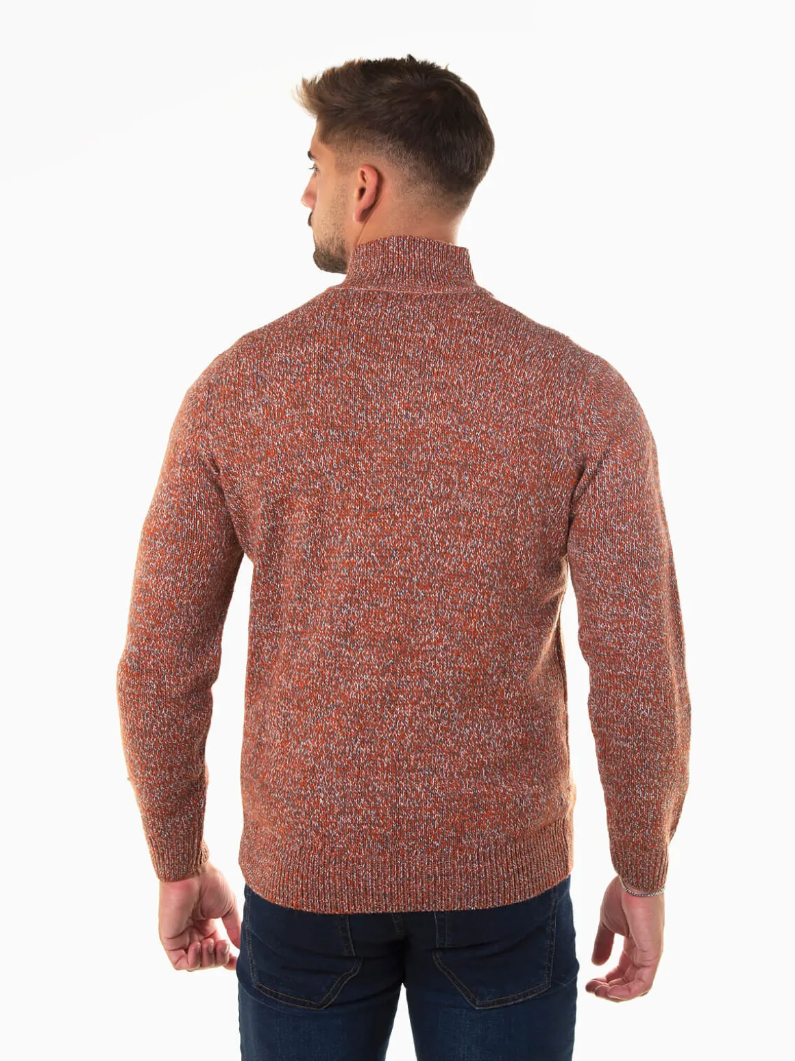 Camisola malha mesclada com fecho