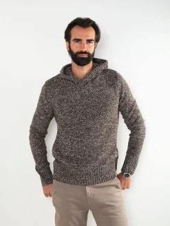 Camisola malha mesclada com capuz