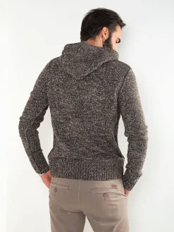 Camisola malha mesclada com capuz