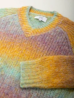 Camisola malha multicolor em V