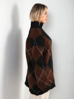 Camisola malha oversized com losangos