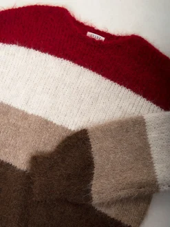 Camisola malha oversized color block em V