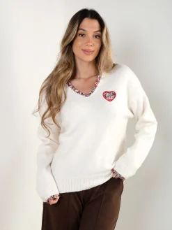 Camisola malha oversized com bordado