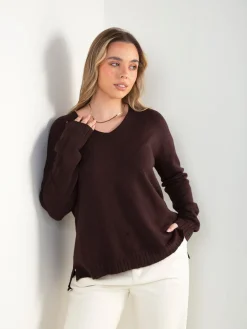 Camisola malha oversized com aberturas