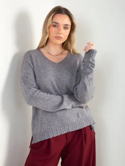 Camisola malha oversized com aberturas