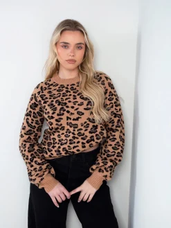 Camisola malha padrão leopardo