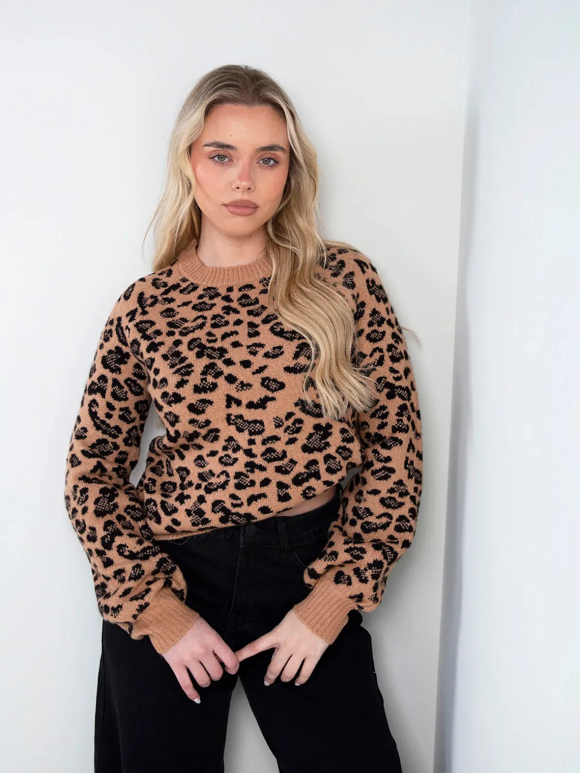Camisola malha padrão leopardo