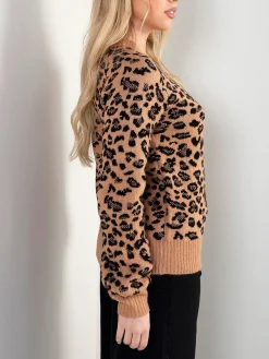 Camisola malha padrão leopardo