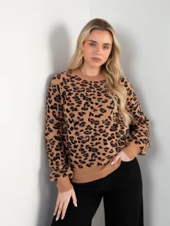 Camisola malha padrão leopardo