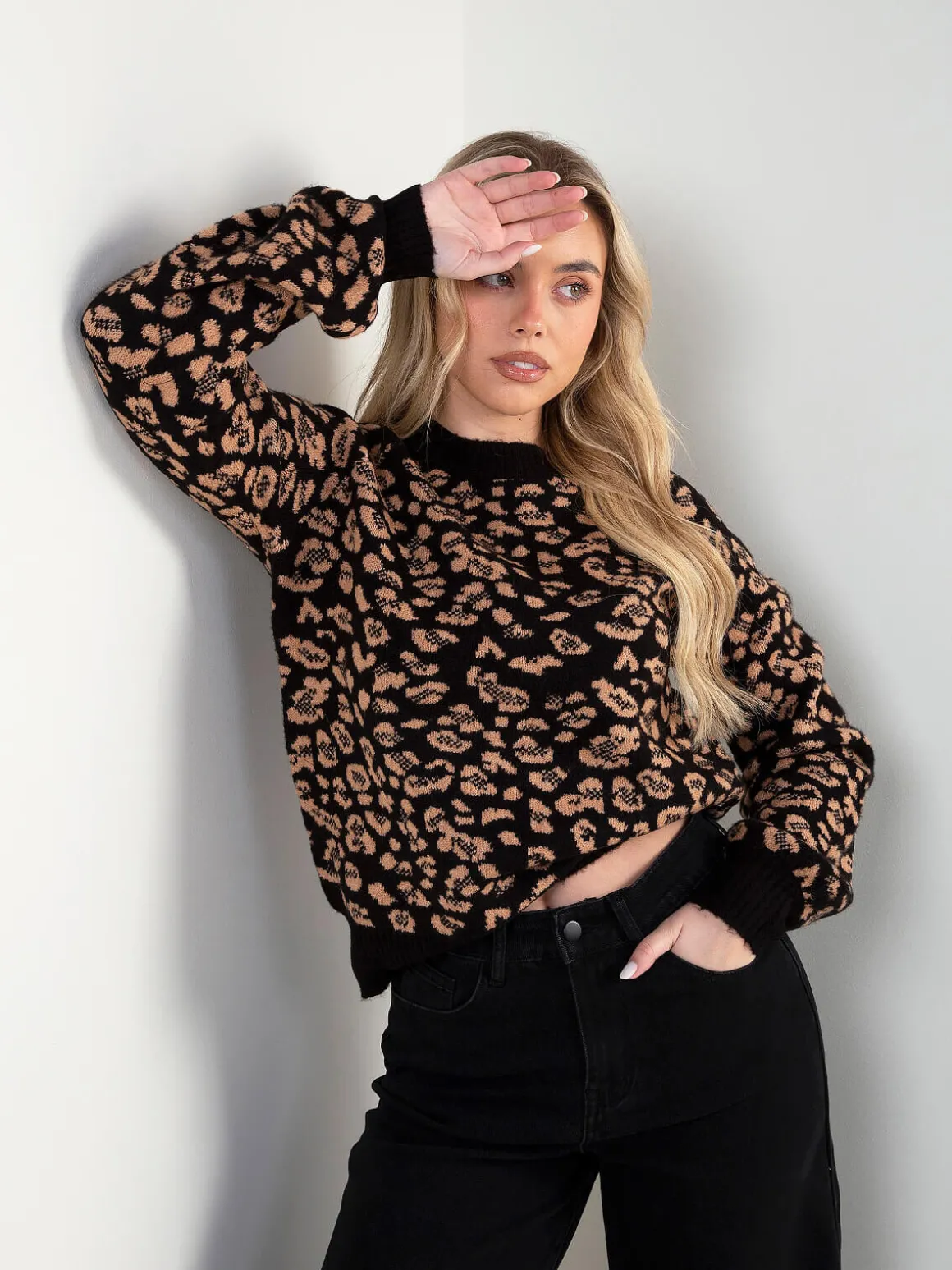 Camisola malha padrão leopardo