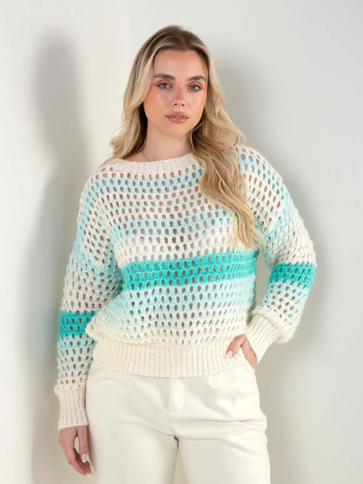 Camisola malha perfurada oversized