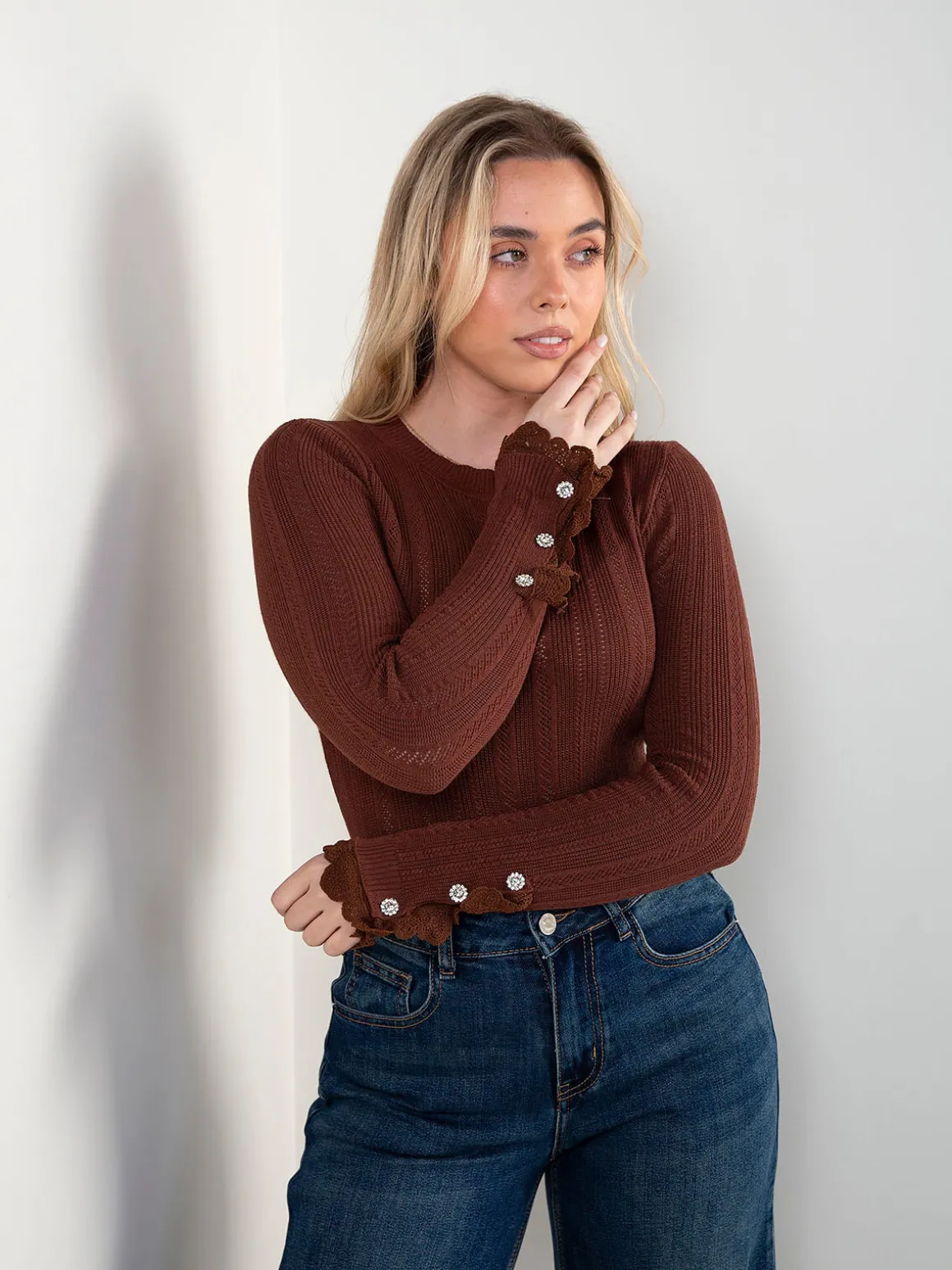 Camisola malha ponto aberto