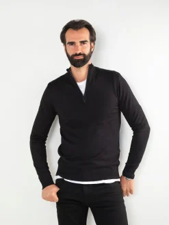 Camisola malha preta com fecho