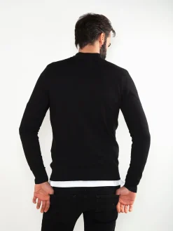 Camisola malha preta com fecho