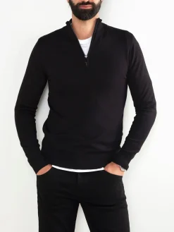 Camisola malha preta com fecho